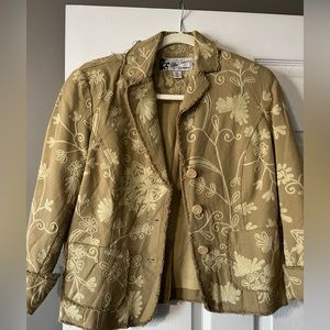 Oleg Cassini blazer size P4 tan embroidered